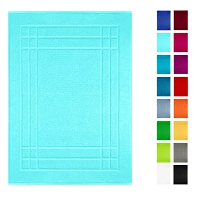 Abbildung von Lashuma Linz waschbar weicher Badvorleger 50x70 cm Türkis, Frottier Badematte saugstark
