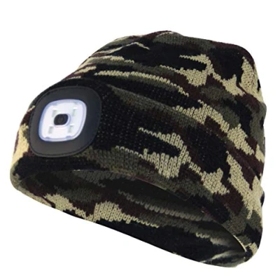 Abbildung von Velamp Unisex Lighthouse Kappe Mit LED Frontleuchte, 100 Lumen, Wiederaufladbar, Waschbar. Zum Campen, Joggen, Arbeiten, Verde Mimetico, 30 EU