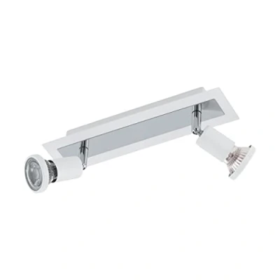 Abbildung von EGLO LED Deckenlampe Sarria, 2 flammige Deckenleuchte, Deckenstrahler aus Metall, Wohnzimmerlampe in Weiß, Chrom, Spots inkl. GU10 Leuchtmittel, warmweiß