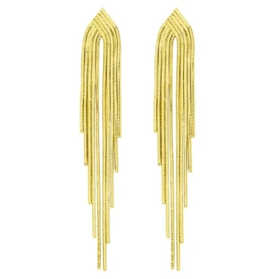 Abbildung von KristLand Retro 925 Sterling Silber Ohrringe Quaste Lange baumelnde Ohrstecker mit Weißgold überzogen Hochzeit Brautschmuck Damen Schmuck Gold