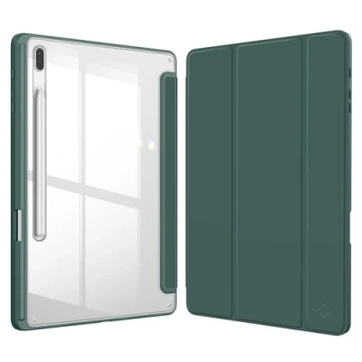 Abbildung von Fintie Hybrid Hülle für Samsung Galaxy Tab S8 Plus 2022/Tab S7 FE 2021/Tab 2020 12.4 Zoll Stoßfeste Abdeckung mit Transparent Klar Hartschalen Rückseite Schutzhülle, Nachtgrün