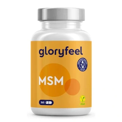 Abbildung von MSM Kapseln 365 vegane Laborgeprüfte 1600mg Methylsulfonylmethan (MSM) pro Tagesdosis 99,9% reines Pulver Hochdosiert &amp; ohne Zusätze in Deutschland hergestellt