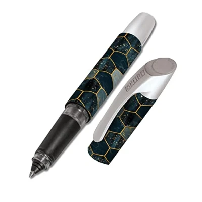 Abbildung von ONLINE Tintenpatronen Rollerball Campus Blue Hexagon, für Rechtshänder und Linkshänder, ergonomisches Griffstück, Roller Ball, Standard Tintenpatronen, inkl. Kombipatrone blau, 1 Stück (1er Pack)