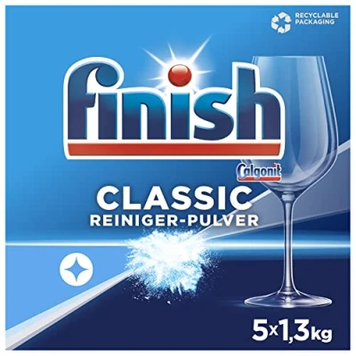 Abbildung von Finish Classic Reiniger Pulver Phosphatfreier Geschirrreiniger Großpackung mit 6,5 kg (5x 1,3 kg) Geschirrspülmittel