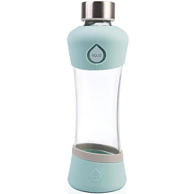 Abbildung von EQUA Active Mint 0,55l Trinkflasche aus Borosilikatglas Designer Sportflasche 550 ml mit Silikonhülle Wasserflasche