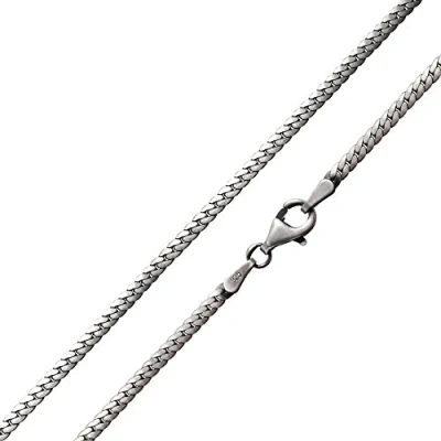 Abbildung von MATERIA 925 Silber Panzerkette Herren Damen flache 70 cm Kette 2mm breit antik geschwärzt in Etui K16 70cm