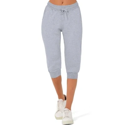 Abbildung von Smith &amp; Solo Jogginghose Damen 3/4 Sporthose Capri Kurze Hose Yogahose Damen, Freizeithose Laufhose Sommer Kurz Hosen,Trainingshose Fitness Sweathose (Grau, 3XL)