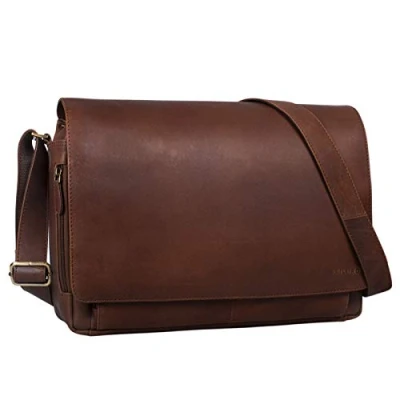Abbildung von STILORD Vintage Umhängetasche aus Leder braun 15 Zoll Laptoptasche für Büro, Uni, Office, Schule DIN A4 Schultertasche &#039;Tom&#039;