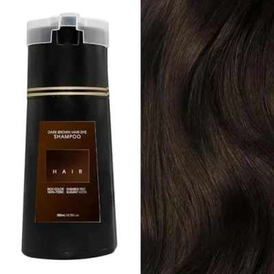 Abbildung von Hair Dye Shampoo,Hellbraun Haarfärbeshampoo für Graues Haar,Botanical Formulation No Damage Bleach,Sofort Haarfarben Shampoo Männer und Frauen,Hair 2in1(Light brown)