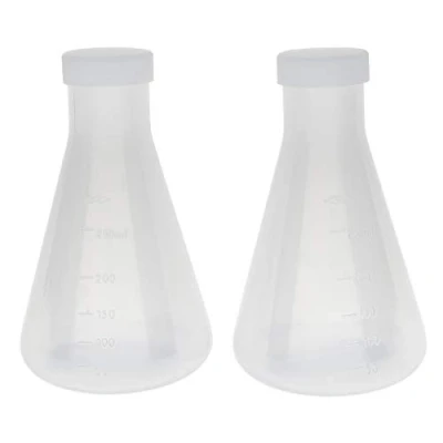 Abbildung von 2ST 250ml Graduiert Engen Mund Kunststoff Erlenmeyerkolben Konische Flasche Labor
