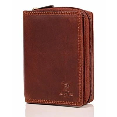 Abbildung von MATADOR Seoul Geldbörse Damen Leder TüV Geprüfter RFID Schutz Geldbeutel Portemonnaie Brieftasche Geldtasche Vintage Braun