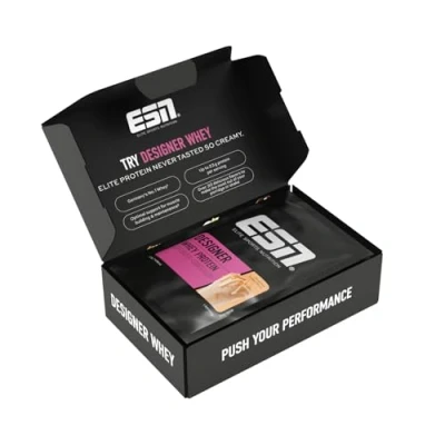 Abbildung von ESN Designer Whey Proteinpulver, Taster Box, 5 x 30 g, bis zu 23 g Protein pro Portion made in Germany