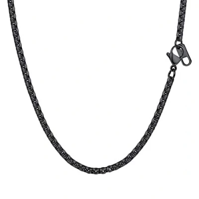 Abbildung von PROSTEEL Herren Halskette 3mm breit Ankerkette Schwarz Metall plattiert Punk Rock Biker Runde Venezianierkette Gliederkette 51cm/schwarz für Männer Jungen