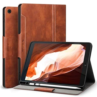 Abbildung von Antbox Hülle für iPad 10.2 (9. /8. /7. Generation) mit Stifthalter Auto Schlaf/Wach Funktion PU Ledertasche Schutzhülle Smart Cover 10,2&quot; 2021/2020/2019(Braun)