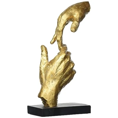 Abbildung von Casablanca Design Deko Skulptur Two Hands Zwei Hände Figur aus Kunstharz mit Spruchanhänger goldfarben/schwarz Liebe Höhe 29 cm