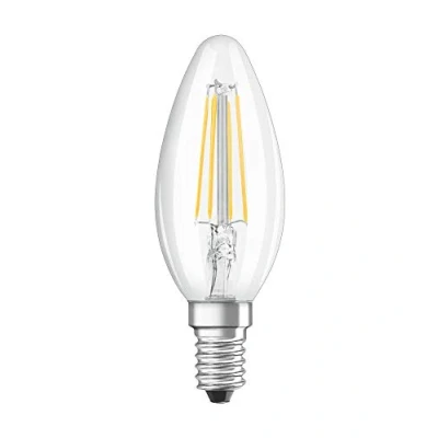 Abbildung von OSRAM STAR+ Dimmbare Filament LED Lampe mit E14 Sockel, Warmweiss (2700K), 4W, 3 stufig dimmbar per Klick, Kerzenform, Ersatz für 40W Glühbirne, klar, THREE STEP DIM CLASSIC B, 4er Pack