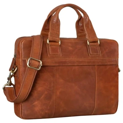 Abbildung von STILORD &#039;Andrew&#039; Vintage Business Ledertasche Klassische Aktentasche für Herren und Damen 13,3 Zoll Laptoptasche Arbeit Büro Aufsteckbar, Farbe:maraska braun