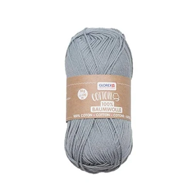 Abbildung von Glorex 5 1004 16 Cotton 100 % Baumwolle, vielseitig einsetzbar zum Stricken, Häkeln und Basteln, sehr gute Qualität, weich waschbar, 50 g, ca. 170 m, grau