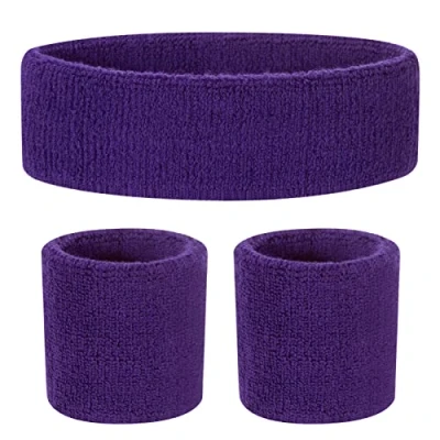 Abbildung von ONUPGO Kinder Schweißbänder Stirnband Armband Set Athletisches Baumwollschweißband für Sport (1 + 2 Armbänder)