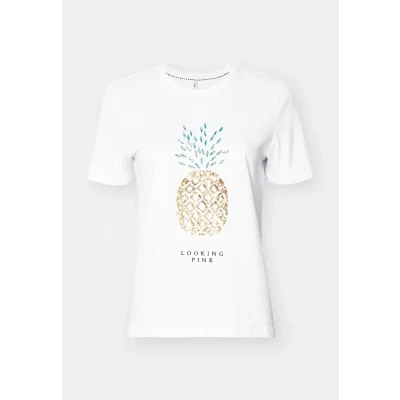 Abbildung von ONLY Onlkita LIFE Pineapple Tshirt print, Damen, Größe: Small, Bright white