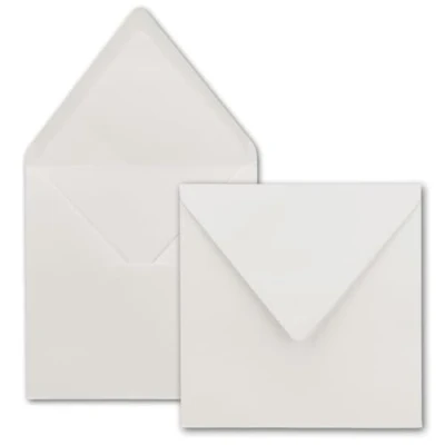 Abbildung von 50x Quadratische Briefumschläge in Hellgrau (Grau) 15,5 x cm ohne Fenster, mit Nassklebung 110 g/m² Für Einladungskarten zu Hochzeit, Geburtstag und mehr Serie FarbenFroh