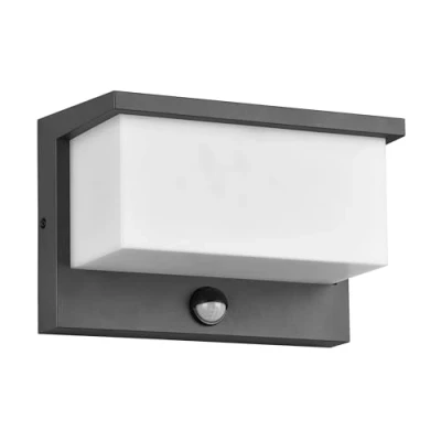 Abbildung von Trio Leuchten LED Außen Wandleuchte Nestos 240969142, Aluminium Druckguss Anthrazit, Schirm Kunststoff Weiß, inkl. 13 Watt LED, Bewegungssensor