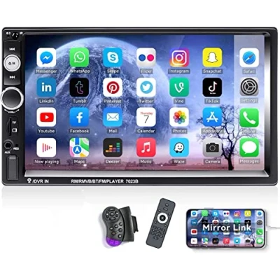 Abbildung von CAMECHO Bluetooth Autoradio 2 Din 7 Zoll Touchscreen MP5 Player FM Radio IOS/Android Telefon Spiegel Link Dual USB AUX TF Anschluss + Lenkradsteuerung
