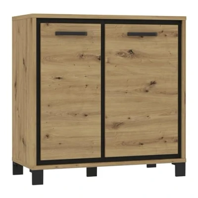 Abbildung von Forte TRONDHEIM Kommode 2 Türen, Holzwerkstoff, Artisan Eiche/Schwarz Eiche, B x H T: 91,4 91,2 41,5 cm