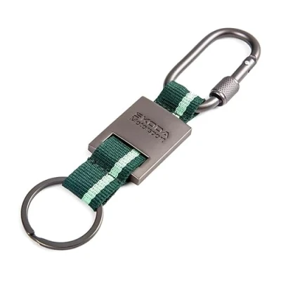 Abbildung von Skoda 000087010CJ Schlüsselanhänger Motorsport Karabiner Metall Anhänger, grau/grün
