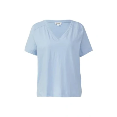 Abbildung von T Shirt aus Flammgarn mit V Ausschnitt hellblau 44