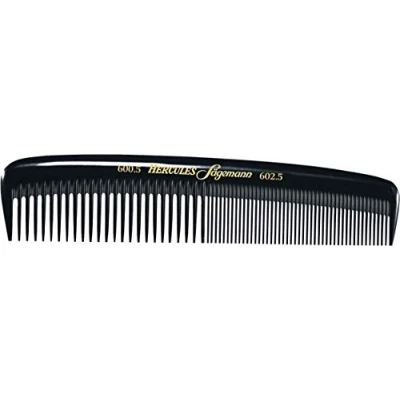Abbildung von Hercules Sägemann 600 602 Profi Herrenkamm Naturkautschuk Haarkamm mit 2 Zahnungen grob + fein 5 Zoll Taschenkamm