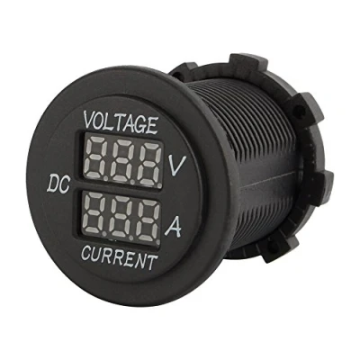 Abbildung von amperemeter,spannungs und stromanzeige rund digital,DC 12V 24V Universal Digital Voltmeter Messen Auto Motorrad Dual LED Amperemeter Amp Volt Meter Guage Wasserdicht