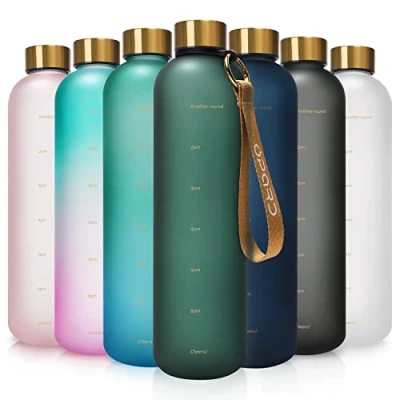 Abbildung von Opard Trinkflasche, 1L/800ml Wasserflasche, Auslaufsichere Water Bottle, BPA Frei Sportflasche Zeitmarkierung Wasser Flasche
