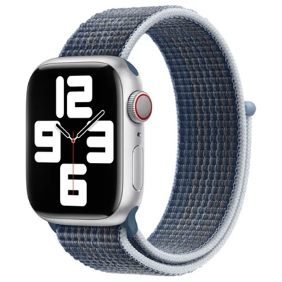 Abbildung von Apple Watch Armband Original Stoff Blau Geeignet für Series 1 9 / SE Ultra (2)