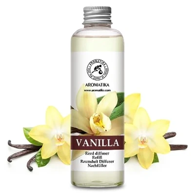 Abbildung von Raumduft Nachfüllflasche Vanille 200ml Nachfüller mit Naturreinem Ätherischen Öl Intensiv &amp; Langanhaltend Aroma Natürlich Raumlufterfrischer fur Zuhausem Büro SPA Aromatherapie