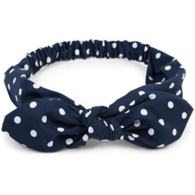 Abbildung von styleBREAKER Damen Haarband mit Punkte Muster, Schleife und Gummizug, Stirnband, Headband, Pinup, Rockabilly, Haarschmuck 04026036, Farbe:Dunkelblau