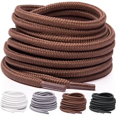 Abbildung von Miscly 3 Paar Schnürsenkel Rund Reißfest für Sportschuhe, Sneaker und Stiefel, Ø 4 mm (114 cm, Braun)