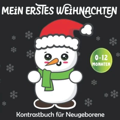 Abbildung von Mein Erstes Weihnachten Kontrastbuch für Neugeborene ab 0 Monate: Lustige Schwarz Weiß Babybuch Von Weihnachten, Frühe Entwicklung Bilderbuch, ... trainieren Montessori Kontrastkarten Baby