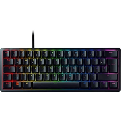 Abbildung von Razer Huntsman Mini (Purple Switch) Kompakte 60% Gaming Tastatur (Klickende Optisch Mechanische Switches, Doubleshot PBT Tastenkappen, Abnehmbares USB C Kabel) QWERTZ DE Layout Schwarz