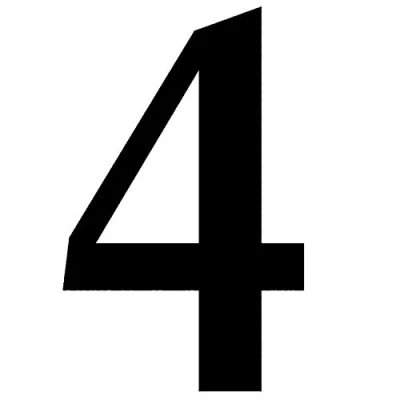 Abbildung von Zahlen Aufkleber Nr. 4 in schwarz I Höhe 10 cm selbstklebende Haus Nummer, Ziffer zum Aufkleben für Außen, Briefkasten, Tür wetterfest kfz_471_4