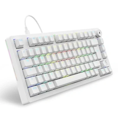 Abbildung von Sharkoon Skiller SGK25 RGB, Gaming Tastatur, 75% Layout, Hot Swap, Huano RED geschmierte Schalter, weiß