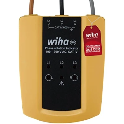 Abbildung von Wiha Drehfeldrichtungsanzeiger 100 700 V AC, CAT IV I 3 Phasen mit nur einer Prüfung LED Anzeige (45221)