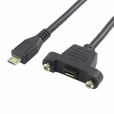 Abbildung von Micro USB Verlängerungskabel, Stecker auf Buchse, Verlängerungskabel mit Schrauben, Daten + Aufladen, 50 cm