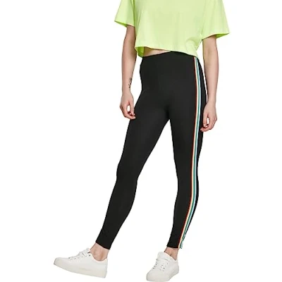 Abbildung von Urban Classics Curvy Ladies SIDE Taped Leggings Hosen, Damen, Größe: Small, Black