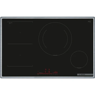 Abbildung von Bosch PVS845HB1E Serie 6 Smartes Induktionskochfeld (autark), 80 cm breit, Kombination zweier Kochzonen, 28 große Induktions Kochzone, Umlaufender Rahmen, Kochfeldbasierte Haubensteuerung