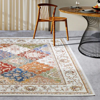 Abbildung von Villeroy &amp; Boch Pierre In Outdoor Teppich Orientalisch Orient Flachgewebe, Orientalisches Design Klassisch, ÖKO TEX Wetterfest UV beständig für Balkon, Terrasse, Garten Creme Bunt, 120x180cm