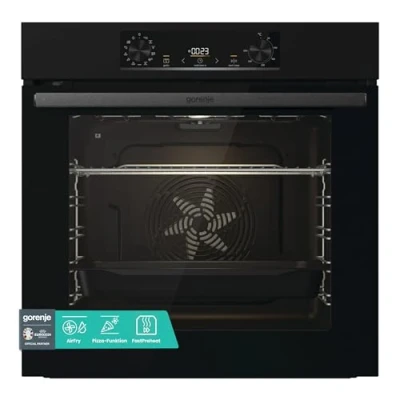 Abbildung von Gorenje BPS 6737 E02B Einbau Backofen, 77 Liter, Pyrolyse, Heißluft, ExtraSteam, Gentle Close &amp; Open, AirFry, PerfectGrill, PizzaMode 300C, ChildLock, schwarz