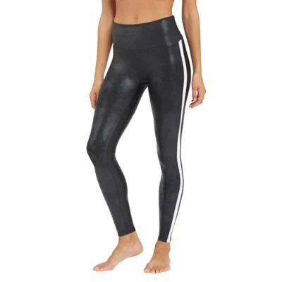 Abbildung von SPANX Kunstleder Streifen Leggings,Schwarz (Black/White),M