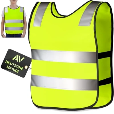 Abbildung von AVANA Kinder Warnweste (3 12 Jahre) reflektierende Sicherheitsweste hohe Sichtbarkeit Weste Reflektorweste Neon Gelb