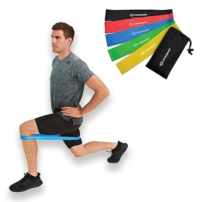Abbildung von Schildkröt Mini Resistance Bands, 5er Set, Widerstandband 5 verschiedene Stärken, Fitnessband, Gymnastikbänder Farben, in Tragetasche, 960126, bunt